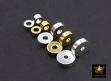 Gold Drum Beads, 4 mm 6 mm or 8 mm Washer Bead #3457, Short Round Bright Silver Rondelle Cylinder