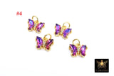 CZ Mini Butterfly Charms, Cubic Zirconia Small Butterflies #2734, High Quality Huggie Tiny Gold Crystal Charms in 13 Colors