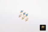 14 K Gold Filled Solitaire Connectors, 3 mm White Opal Links #3429, CZ Style Genuine 14 20 Gold Blue Opal