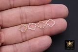 925 Sterling Silver Clover Charms, 9 mm 14 K Gold Filled Soldered Links # 3443, Jewelry Closed Ring Drops