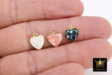 Gold Shell Heart Charms, 10 mm White Shell Dainty Hearts #3445, Small Pink