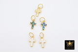 Gold Shell Cross Charms, White Shell Dainty Cross #3446, Small Black Matte Gold Crosses