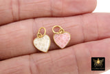 Gold Shell Heart Charms, White Shell Dainty Hearts #3448, Small Matte Gold Pink Heart Charms