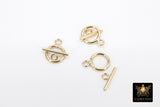 14 K Gold Filled Toggle Clasp, Small Round Clasps with Toggle Bar Connectors # 3447, 8 x 11 mm and 11 mm Bar