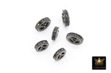 Black Spacer Beads, Black CZ Rondelle Spacer Donut #3350, 6/8/10 mm Round Disc Wheels