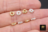 CZ Gold Twist Spacer Beads, 6 mm Round Silver Soldered Jump Rings #3450, Fancy Bumpy Silver Ring Twist