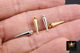Gold Spike Pendant, Silver Bar Spike Point Charms #3451, 15 mm Small Gold Spike Needle