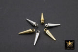 Gold Spike Pendant, Silver Bar Spike Point Charms # 3451, 15 mm Small Gold Spike Needle