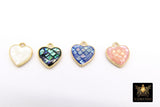 Gold Shell Heart Charms, 10 mm White Shell Dainty Hearts #3445, Small Pink