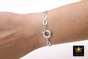 925 Sterling Silver Bracelet or Necklace, Rectangle Chunky Designer Chain #3423, Large Sailor Clasp