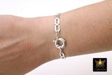 925 Sterling Silver Chain Link Charm Paperclip Bracelet