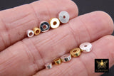 Gold Drum Beads, 4 mm 6 mm or 8 mm Washer Bead #3457, Short Round Bright Silver Rondelle Cylinder