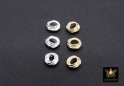 Gold Twist Spacer Beads, 6 mm Round Silver Soldered Jump Rings #3475, Fancy Bumpy Bright Silver Ring Twist