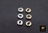 Gold Twist Spacer Beads, 6 mm Round Silver Soldered Jump Rings #3475, Fancy Bumpy Bright Silver Ring Twist