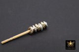 Gold Twist Spacer Beads, 6 mm Round Silver Soldered Jump Rings #3475, Fancy Bumpy Bright Silver Ring Twist