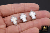 Silver Cross White Shell Connector, 12 mm Gold Cross Shell Links #30, Clear Cubic Zirconia
