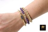 LSU Beaded Gold Druzy Stretchy Beaded Stack Bracelets