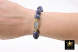 10 mm Sodalite Lapis Gold Druzy Beaded Stretchy Stack Bracelet