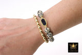 Blue Navy Druzy Beaded Bracelet, 10 mm Dalmatian Gold Stretchy Bracelet #795, Druzy Charm Bracelet