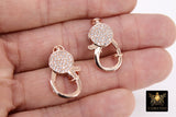 Rose Gold CZ Micro Pave Lobster Clasps, Clear Cubic Zirconia Lobster Claws #40, Rose Gold 14 x 25 mm Clasp