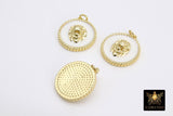 Tiger Head Charm, White and Gold Lion Head #605, Round Charms for Bracelet