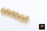 Gold Plated Rondelle Filigree Beads, 8 mm Patterned Gold Thick Heishi Beads AG #3477, Round Metal High Quality Beads