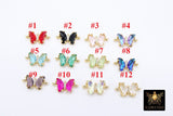 CZ Mini Butterfly Connectors, 8 x 15 mm Cubic Zirconia Small Butterflies #3252, High Quality Tiny Gold Crystal Links