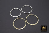 Textured Silver Round Hoop Ear Rings, 35 mm Glittery Gold Charms #2094, Hammered Gold Wire Hoops