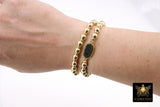 Gold White Druzy Beaded Bracelet, 6 mm Black Druzy Gold Stretchy Bracelet #795, Rondelle Heishi Ivory Charm Bracelet