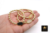 Gold White Druzy Beaded Bracelet, 6 mm Black Druzy Gold Stretchy Bracelet #795, Rondelle Heishi Ivory Charm Bracelet