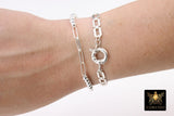 925 Sterling Silver Bracelet or Necklace, Rectangle Chunky Designer Chain #2626, Large Sailor Clasp Paperclip Choker