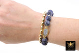 10 mm Sodalite Lapis Gold Druzy Beaded Stretchy Stack Bracelet