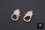 Rose Gold CZ Micro Pave Lobster Clasps, Clear Cubic Zirconia Lobster Claws #40, Rose Gold 14 x 25 mm Clasp