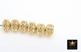 Gold Plated Rondelle Filigree Beads, 8 mm Patterned Gold Thick Heishi Beads AG #3477, Round Metal High Quality Beads