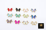 CZ Mini Butterfly Connectors, 8 x 15 mm Cubic Zirconia Small Butterflies # 3252, High Quality Tiny Gold Crystal Links