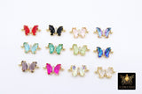 CZ Mini Butterfly Connectors, 8 x 15 mm Cubic Zirconia Small Butterflies #3252, High Quality Tiny Gold Crystal Links