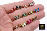 CZ Mini Butterfly Connectors, 8 x 15 mm Cubic Zirconia Small Butterflies # 3252, High Quality Tiny Gold Crystal Links
