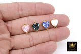 Gold Shell Heart Connectors, 10 mm Black Shell Small Dainty Heart Links #3449, Pink Connectors