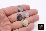 CZ Micro Pave Round Charms, Cubic Zirconia Silver Disc # 180, Gold Coin Circles