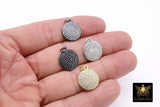 CZ Micro Pave Round Charms, Cubic Zirconia Silver Disc #180, Gold Coin Circles