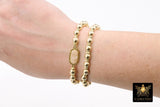 Gold White Druzy Beaded Bracelet, 6 mm Black Druzy Gold Stretchy Bracelet #795, Rondelle Heishi Ivory Charm Bracelet