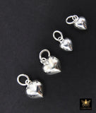925 Sterling Silver Tiny Heart Charms, 6 mm or 10 mm Puff Heart Charms # 55, Love Charm Bracelet