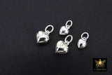 925 Sterling Silver Tiny Heart Charms, 6 mm or 10 mm Puff Heart Charms #55, Love Charm Bracelet