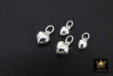 925 Sterling Silver Tiny Heart Charms, 6 mm or 10 mm Puff Heart Charms #55, Love Charm Bracelet