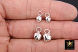 925 Sterling Silver Tiny Heart Charms, 6 mm or 10 mm Puff Heart Charms #55, Love Charm Bracelet