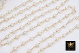 Natural Pearl Chain, 5-7 mm Freshwater Beaded Chain CH #527, Gold Wire Wrapped