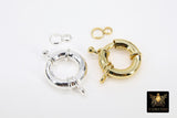 Gold Spring Ring Clasps, Bright Silver Large Clasp # 3464, Large Sailor Clasp