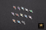 925 Sterling Silver 4 mm Birthstone Connector, Top Quality CZ 4 mm Bezel Links # 3569, Clear CZ 2 Loop Permanent Jewelry