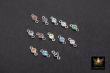 925 Sterling Silver Birthstone Connectors, Top Quality CZ 3 mm Bezel Links # 3078, Black Onyx CZ Permanent Jewelry