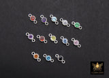 925 Sterling Silver Birthstone Connectors, Top Quality CZ 3 mm Bezel Links #3078, Black Onyx CZ Permanent Jewelry